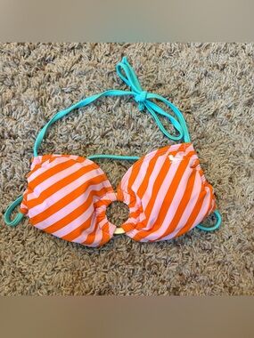 Modern Amusement Pink and Orange Bikini Top Small